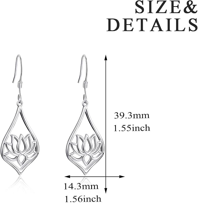 WINNICACA Sterling Silver Dangle Drop Earrings for Women Mom Flower Leverback Earrings Jewelry Christmas Anniversary Birthday Gifts