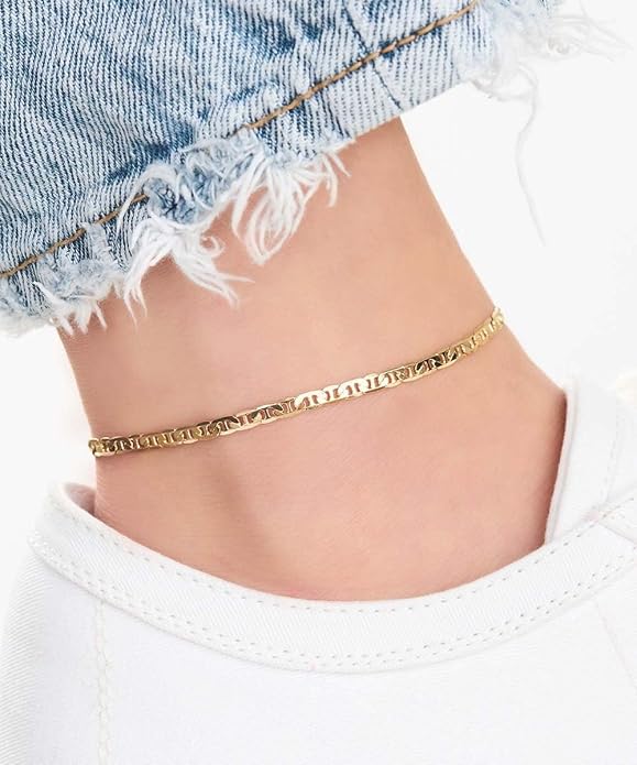 JewelryWeb Solid 10K Yellow Gold 10 Inch 2.2mm Mariner Chain Anklet Anklet for Women and Men