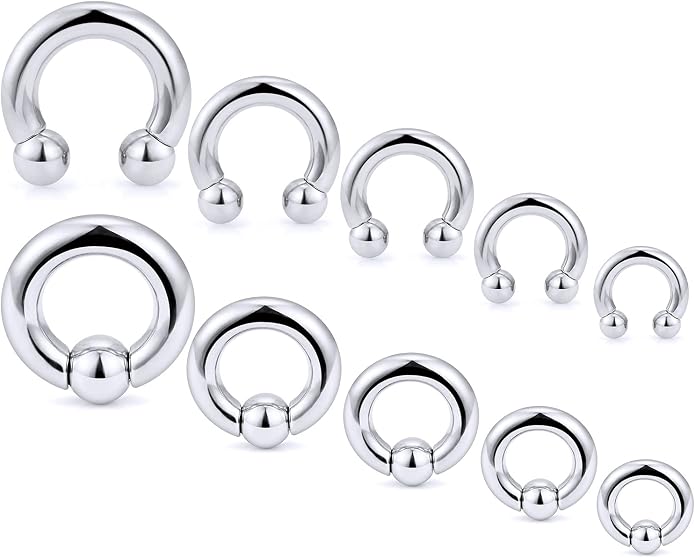 6G 8G 12G 14G 16G PA Ring Horseshoe CBR Circular Barbell 316L Surgical Steel Internally Threaded Pierced Body Jewelry for Women Inner Diameter:10mm 12mm 14mm 16mm
