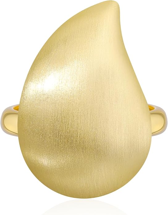 Mytys Statement Chunky Ring Square Gold Plated, Minimalist Modern Geometric Dome Fashion Rings for Women, Trendy Oversized Band Ring Jewelry Gift