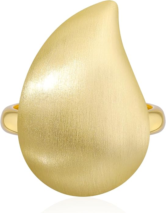 Mytys Statement Chunky Ring Square Gold Plated, Minimalist Modern Geometric Dome Fashion Rings for Women, Trendy Oversized Band Ring Jewelry Gift