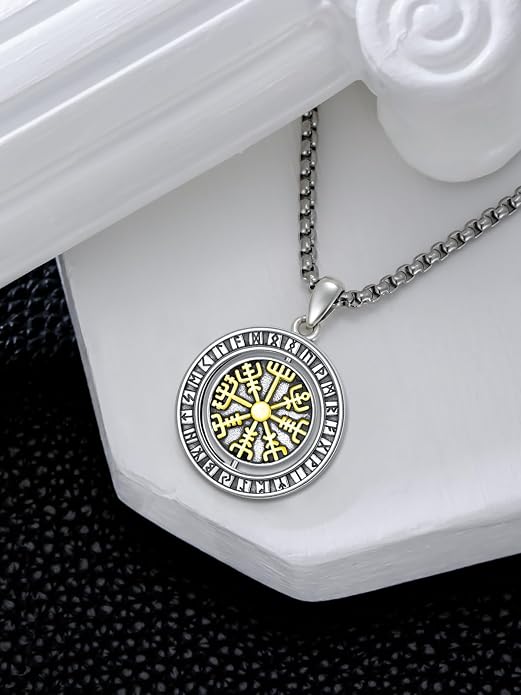 Viking Necklace for Men Women 925 Sterling Silver Norse Jewelry Fathers Mothers Day Anniversary Birthday Gifts for Mom Dad Husband Brother (with Gift Box)
