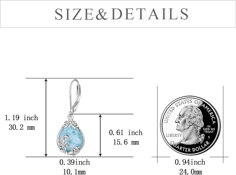 POPLYKE Celtic Filigree Teardrop Drop Dangle Earrings Sterling Silver Leverback Earrings Jewelry for Women