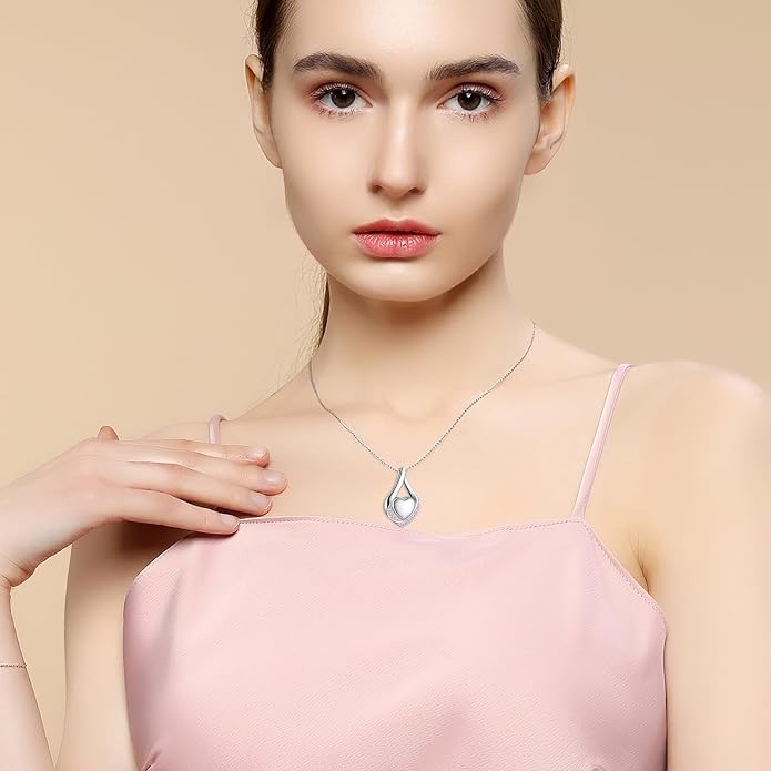Cremation Jewelry 925 Sterling Silver Teardrop Urn Necklace for Ashes Heart Shape Memorial Keepsake Pendant for Human Ashes for Women Gift