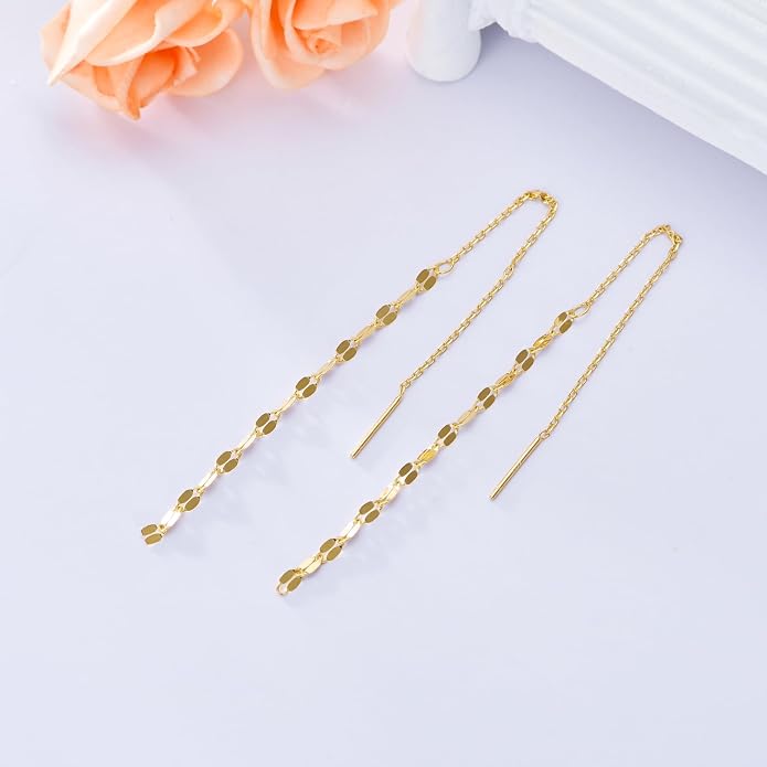 VONALA Moon Star Threader Earrings Sterling Silver Long Earrings for Women Hypoallergenic Tassel Chain Earrings for Teen Girls