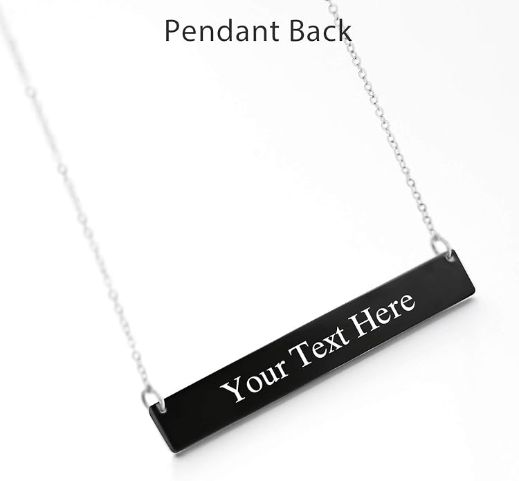 Lazycat Name Bar 18K Plated Bar Necklace,Engravable Name or Blessings Necklace