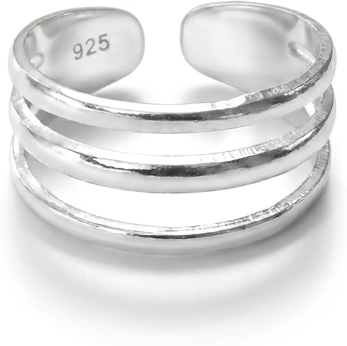 Sterling Silver Toe Ring, Handmade Adjustable Open Band, Minimalist Dainty Summer Beach Foot Jewelry for Women, Can Be Worn as Knuckle or Pinky Ring
