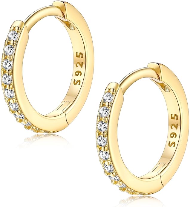 FaithHeart 925 Sterling Silver Huggie Hoop Earrings, Silver Small Hoop Earring for Women, 14K Gold/Black/Rose Gold Hypoallergenic Cartilage Earrings for Women 6/8/10/12/14/16/18/20mm