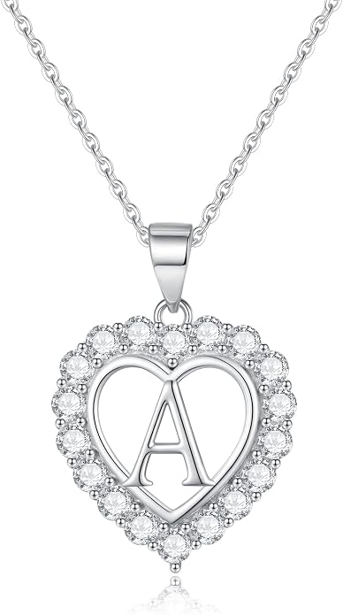 Infinity Heart Necklaces for Women, S925 Sterling Silver Initial Necklace Womens Jewelry Mothers Day Gifts Girls Valentines Gifts for Her Christmas Birthday Gifts for Women Mom Wife Girlfriend