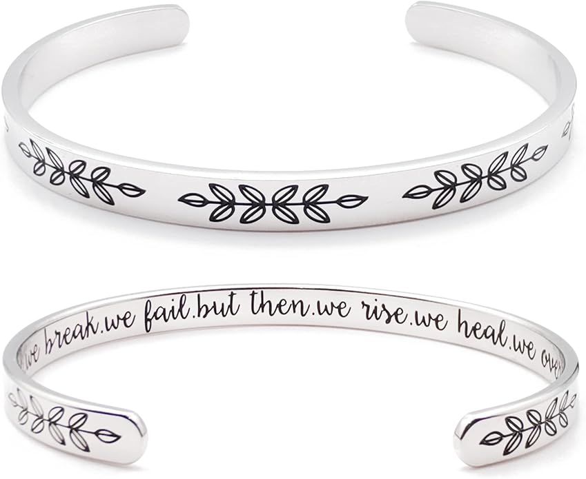 Dczosily Inspirational Bracelets for Women Stainless Steel Cuff Bracelet Engraved Jewelry Motivational Bangles Personalized Gifts for Best Friend/Mom