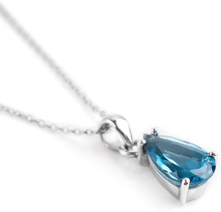 InfinityGemsArt London Blue Topaz Necklace for Women, Natural December Birthstone, Prong Set Gemstone, Dainty Handmade 925 Sterling Silver Necklace 18 Inch Chain, Minimalist Jewelry for Her - Mom