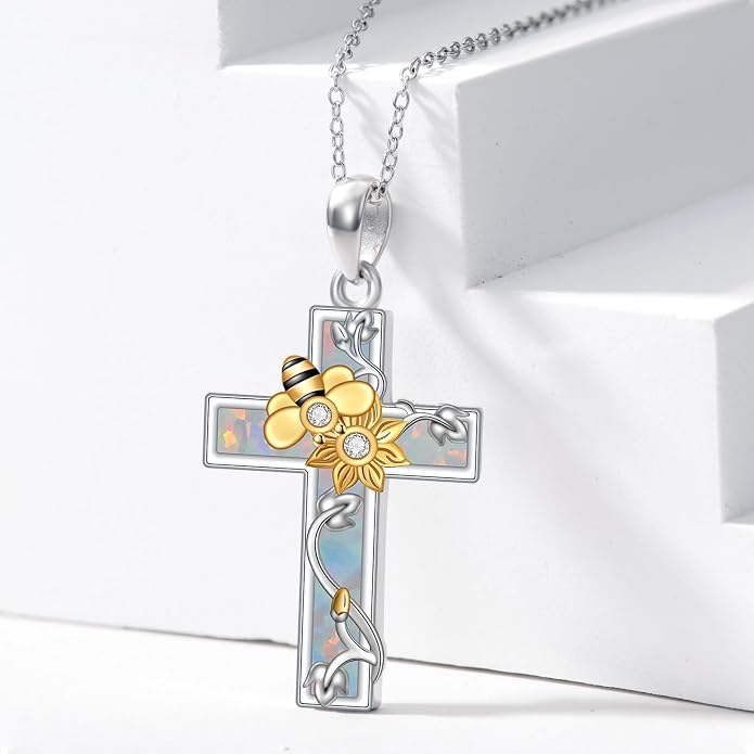 Cross Necklace for Women 925 Sterling Silver Crucifix Pendant Christian Cross Jewelry for Women Men