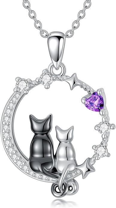PELOVNY Teddy Bear Necklace for Women 925 Sterling Silver Bear/Highland Cow/Fox/Cat/Axolotl Birthstone Necklace Christmas Birthday Jewelry Gifts for Mom Daughter Wife Sister