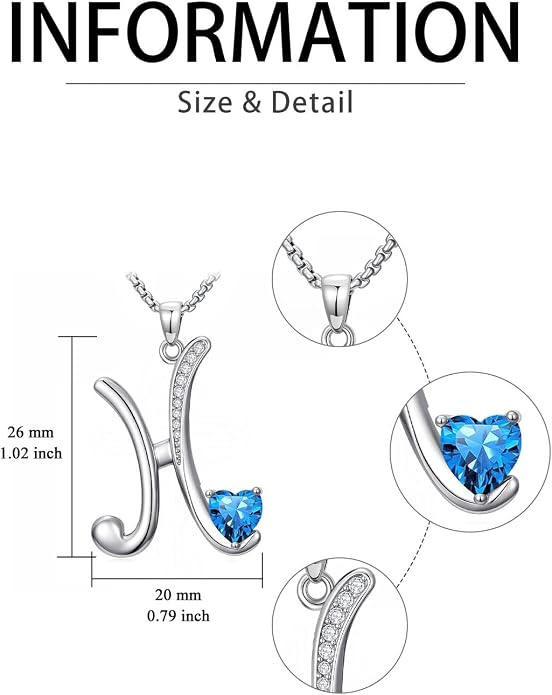 Birthday Gifts for Women Alphabet A to Z Initial Birthstone Pendant Necklaces for Women - 18k White Gold Plated Personalized Name Jewelry Anniversary Graduation Gifts for Wife Her Daughter Girlfriend(with Gift Box)