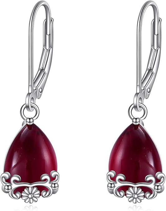 POPLYKE Celtic Filigree Teardrop Drop Dangle Earrings Sterling Silver Leverback Earrings Jewelry for Women
