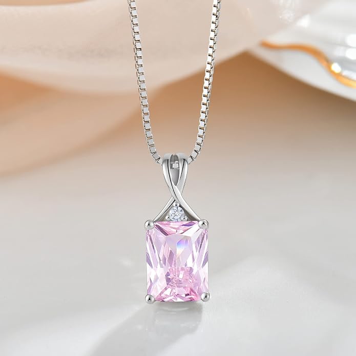 Fahonie 925 Sterling Silver Birthstone Necklace Jewelry Gift for Women Sister Wife Girlfriend Her