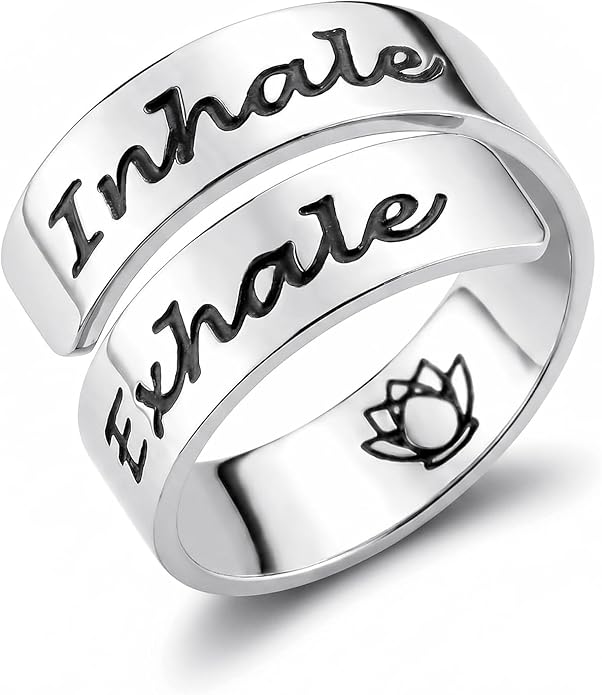 Inspirational Motivational Adjustable Ring Personalized Stainless Steel Spiral Wrap Twist Rings Encouragement Statement Graduation Jewelry Birthday Gifts for Women Teengirls.