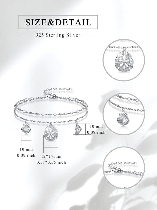 Ankle Bracelets for Women, 925 Sterling Silver Infinity/Heart/Pineapple/Butterfly/Turtle/Evil Eye/Sand Dollar Anklets Waterproof, Christmas Birthday Bracelet Anklets Jewelry Gift Adjustable