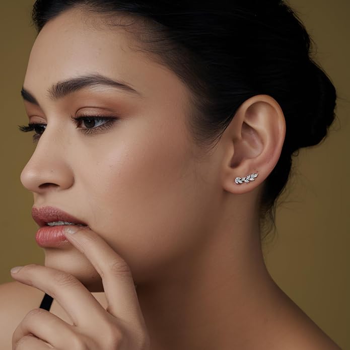 LeCalla 925 Sterling Silver Drop Ear Cuffs Earrings | Lightweight Threader Wire Shaped Teardrop Dangle Earring for Women | Hypoallergenic Piercing Gifts for Her