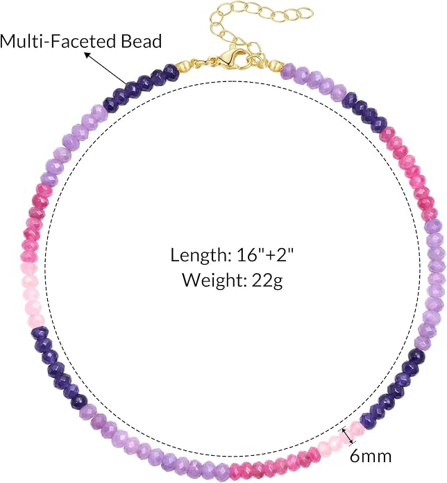 KELORIS PATH Beaded Necklace for Women, Colorful Gemstone Boho Bead Choker for Beach, Trendy Summer Natural Stone Jewelry Gifts