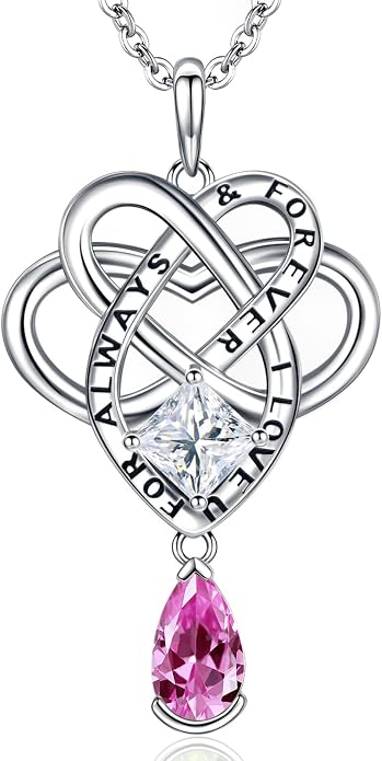 Birthstone Necklace for women Celtic Jewelry Trinity Necklace Pendant 925 Sterling Silver Necklace Birthday Valentines Gift for Her Cable Length 18"