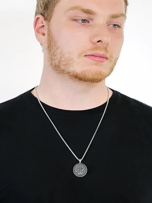 Viking Necklace for Men 925 Sterling Silver Viking Wolf/Thors Hammer/Vegvisir/Tree of Life/Compass Pendant Norse Necklace Amulet Talisman Christmas Gifts for Him Her