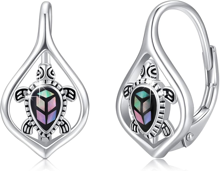 Cute Animal Leverback Earring 925 Sterling Silver Summer Bohemia Beach Theme Earrings for Women