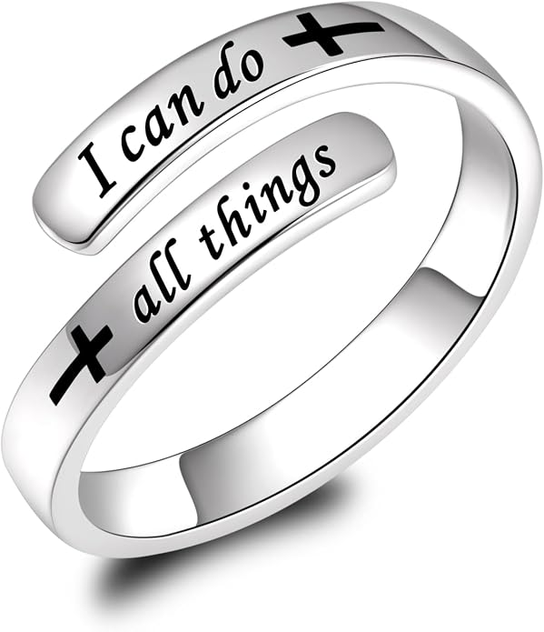 BEILIN 925 Sterling Silver Inspirational Jewelry Rings Adjustable Ring Personality Encouragement Gift for Teens Women