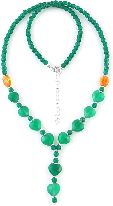 925 Sterling Silver Handmade Gemstone Necklace with Natural Heart-Shaped Beads – Dainty Jewelry for Women