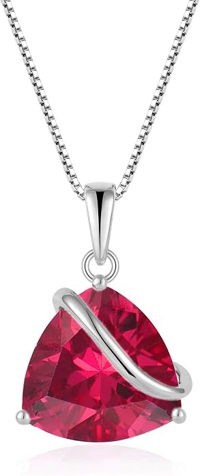 Birthstone Necklace for Women 925 Sterling Silver Triangle cut CZ Halo Pendant Necklaces Infinity Jewelry Gift for Birthday Christmas Mother's Day