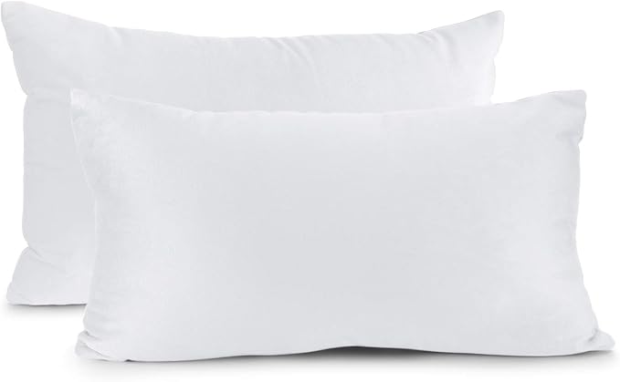 Nestl Throw Pillow Covers, Cozy Velvet Decorative Pillow Covers 12 x 20 Inches, Soft Solid Couch Pillow Covers for Sofa, Bed and Car, Set of 2 - White