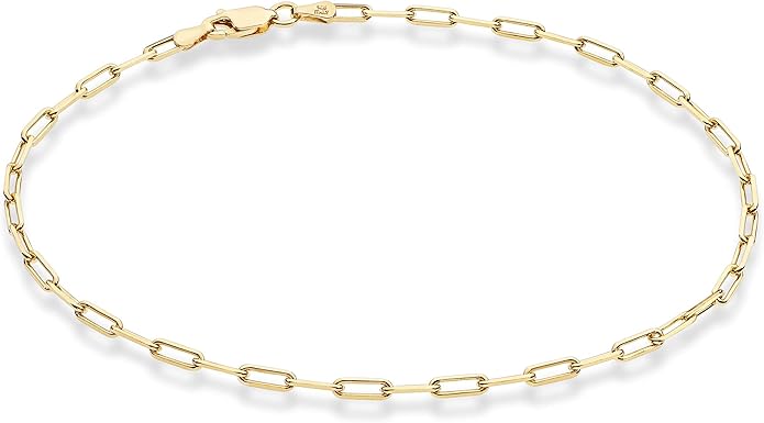 Miabella Solid 925 Sterling Silver 2.5mm Paperclip Link Chain Anklet Ankle Bracelet for Women, Made in Italy