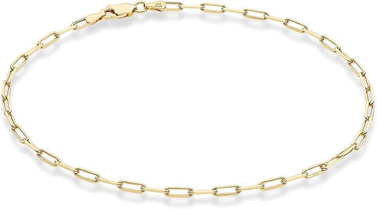 Miabella Solid 925 Sterling Silver 2.5mm Paperclip Link Chain Anklet Ankle Bracelet for Women, Made in Italy