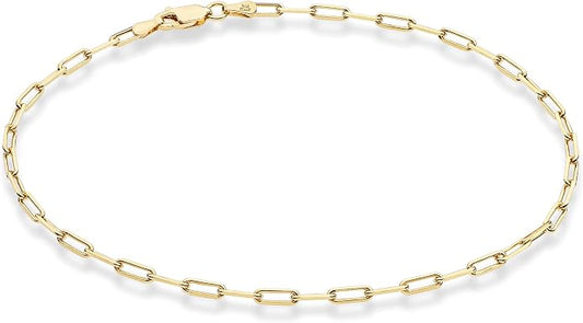 Miabella Solid 925 Sterling Silver 2.5mm Paperclip Link Chain Anklet Ankle Bracelet for Women, Made in Italy