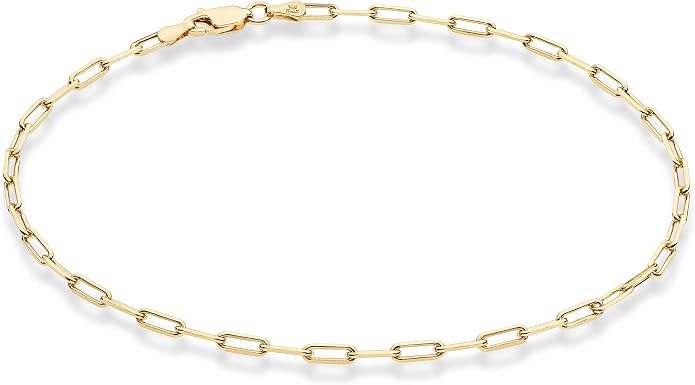 Miabella Solid 925 Sterling Silver 2.5mm Paperclip Link Chain Anklet Ankle Bracelet for Women, Made in Italy
