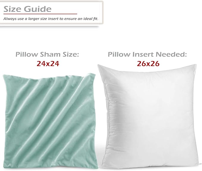 Nestl Throw Pillow Covers, Cozy Velvet Decorative Pillow Cases 24 x 24 Inches, Soft Solid Couch Pillow Covers for Sofa, Bed and Car, Set of 2 - Aqua Light Blue