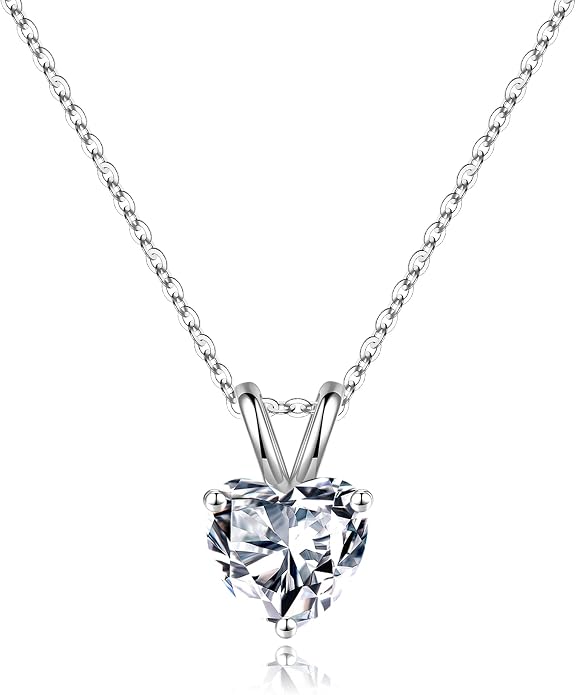 SMILEST Dainty Heart Birthstone Necklace for Women, 925 Sterling Silver Necklace Sparkling Heart Pendant, Anniversary Birthday Gifts for Women Mom Wife Daughter Girlfriend Grandma