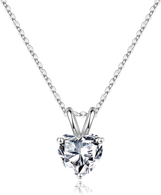 SMILEST Dainty Heart Birthstone Necklace for Women, 925 Sterling Silver Necklace Sparkling Heart Pendant, Anniversary Birthday Gifts for Women Mom Wife Daughter Girlfriend Grandma