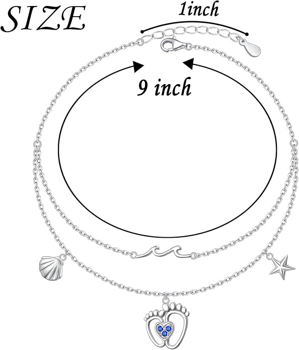 S925 Sterling Silver Anklets Adjustable Beach Foot Ankle Bracelet Jewelry Gifts For Women Girls
