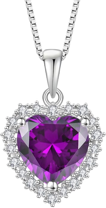 STARCHENIE 925 Sterling Silver Heart Birthstone Pendant Necklace for Women | Genuine 925 silver pendant, heart birthstone, love heart design, 925 silver 18+2" adjustable chain
