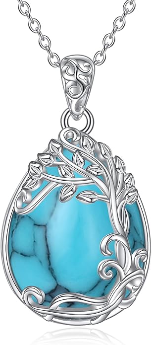 YAFEINI 925 Sterling Silver Moonstone Necklace Filigree Teardrop Pendant Necklace Jewelry for Women Girls