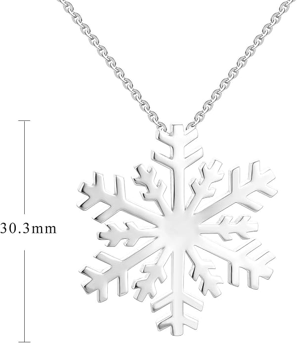 JO WISDOM 925 Sterling Silver White/Blue CZ Winter Frozen Large Snowflake Necklace Pendant