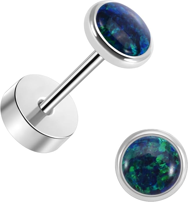 Titanium Earrings for Women Stud Earrings Cubic Zirconia Dainty Screw Flat Back Hypoallergenic Earrings for Women for Multiple Cartilage Helix Conch Tragus Piercing Jewelry for Sensitive Ears