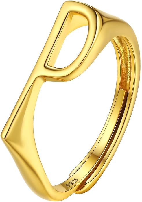 SILVERCUTE 925 Sterling Silver Initial Rings for Women,Adjustable Capital Letter Ring Hypoallergenic,Minimalist 925 Silver Rings for Mother Daughter
