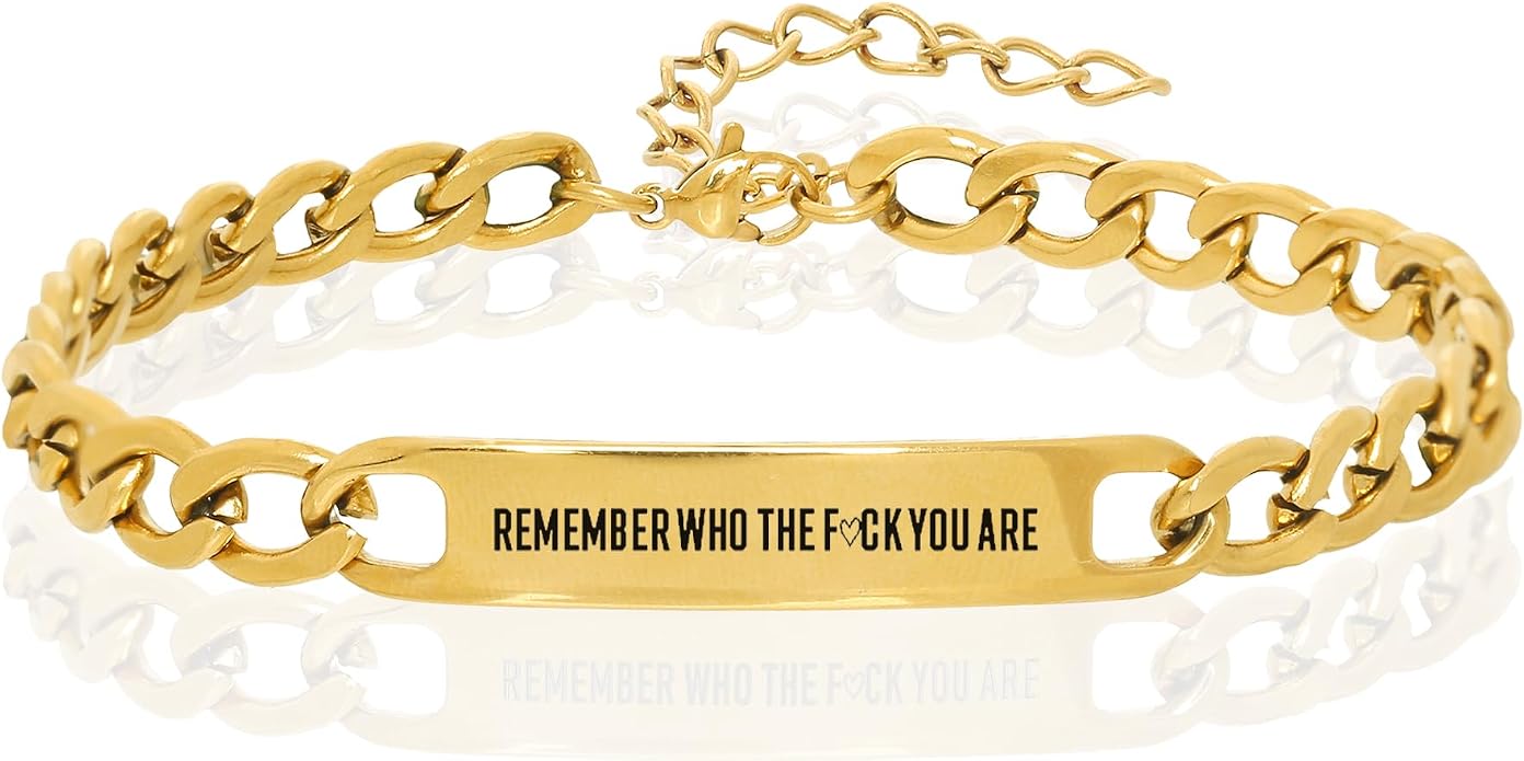 Dont Let The Hard Days Win Bracelet - Gold Hard Day Motivational Bangle Stainless Steel Engraved Words, Inspirational Chain Jewelry Gifts for Women Friend