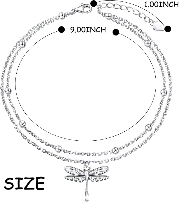 Yearace Anklet for Women S925 Sterling Silver Adjustable Foot Beaded Chain Lotus Flower Claddagh Dragonfly Witches Knot Ankle Bracelet Summer Beach Anklets Jewelry Gift