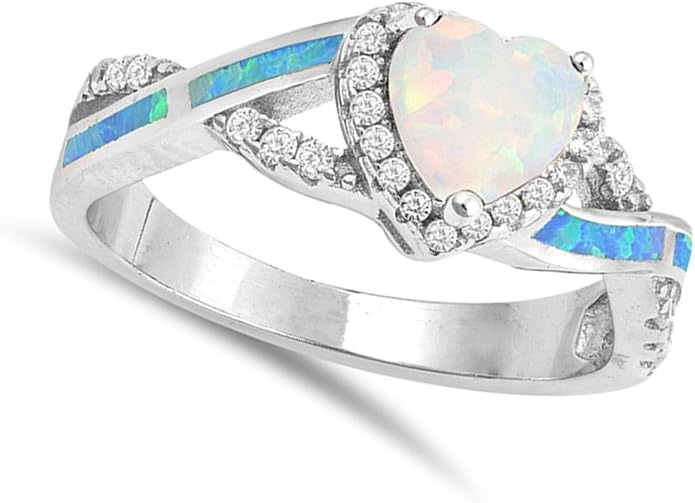 CHOOSE YOUR COLOR Sterling Silver Heart Halo Promise Ring