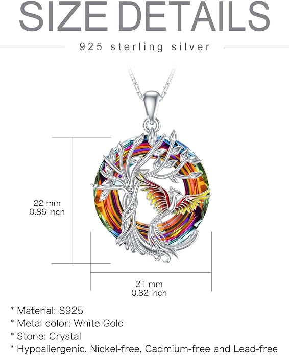 TOUPOP Phoenix Necklace 925 Sterling Silver Crystal Pendant Phoenix Rising Jewelry Women Birthday Mothers Day Gifts for Women