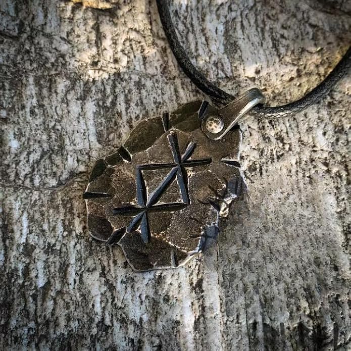 Protection Rune, Forged Iron Rune, Viking Rune, Rune Pendant, Bind Rune Pendant, Nordic Necklace Jwelery