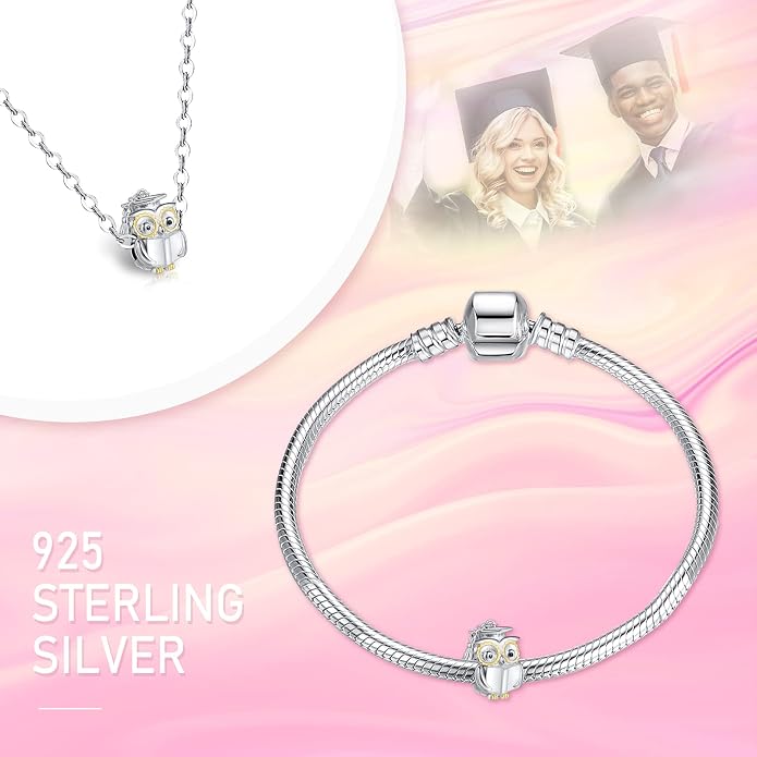 NINGAN 925 Sterling Silver Charm Golden Love Charm Buckle Safety Chain Travel Bead Firefly Dragonfly Pendant, Suitable for Women Bracelet and Necklace as Gift from Mom and Friends